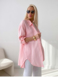 Predĺžená Mušelínová oversize košeľa ružová AB 313