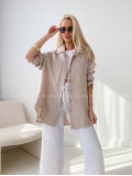 Predĺžená Mušelínová oversize košeľa béžová AB 313