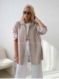 Predĺžená Mušelínová oversize košeľa béžová AB 313