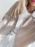 Predĺžená Mušelínová oversize košeľa béžová AB 313