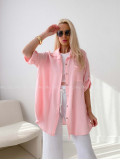 Mušelínová oversize košeľa s vreckom ružová AB 314