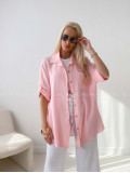 Mušelínová oversize košeľa s vreckom ružová AB 314