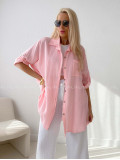 Mušelínová oversize košeľa s vreckom ružová AB 314