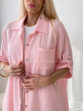Mušelínová oversize košeľa s vreckom ružová AB 314