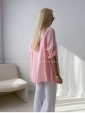 Mušelínová oversize košeľa s vreckom ružová AB 314