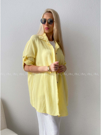 Mušelínová oversize košeľa s vreckom žltá AB 314 Mušelínová oversize košeľa s vreckom žltá AB 314