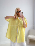 Mušelínová oversize košeľa s vreckom žltá AB 314