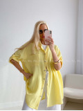 Mušelínová oversize košeľa s vreckom žltá AB 314