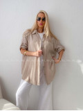 Mušelínová oversize košeľa s vreckom béžová AB 314