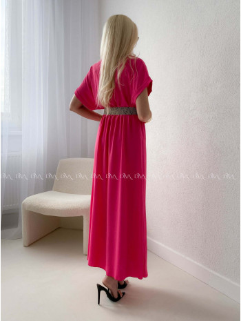 Maxi šaty s prepletaným opaskom fuchsia AB 369