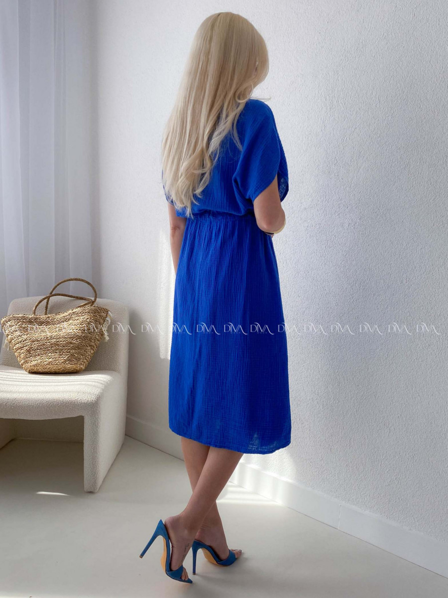 Mušelínové košeľové šaty Ria kráľovská modrá AB 126