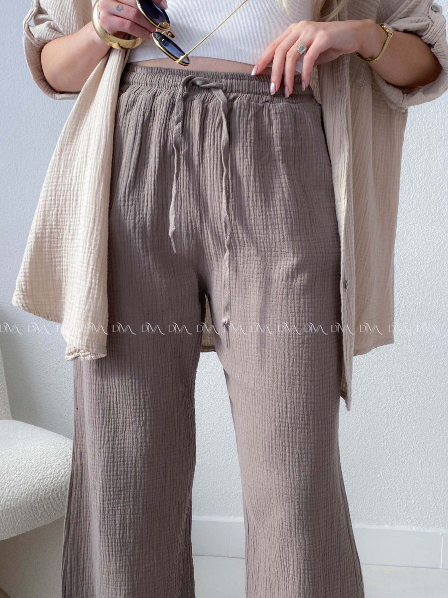 Mušelínové nohavice zemitá hnedá B 12