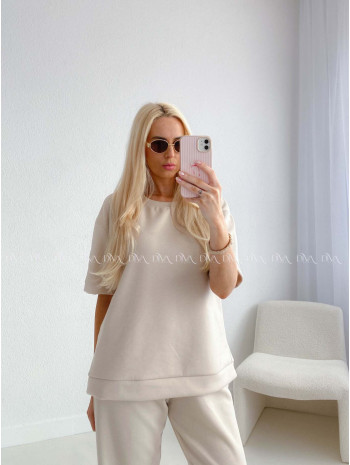 Pohodlný komplet s nášivkou béžový AB 128