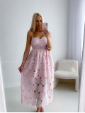 Elegantné krajkované šaty na ramienka Poppy ružové AB 130