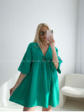 Mušelínové krátké šaty s vázáním zelené AB 400