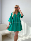 Mušelínové krátké šaty s vázáním zelené AB 400