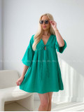 Mušelínové krátké šaty s vázáním zelené AB 400