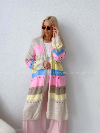Maxi dierkovaný kardigan multicolor AB 133
