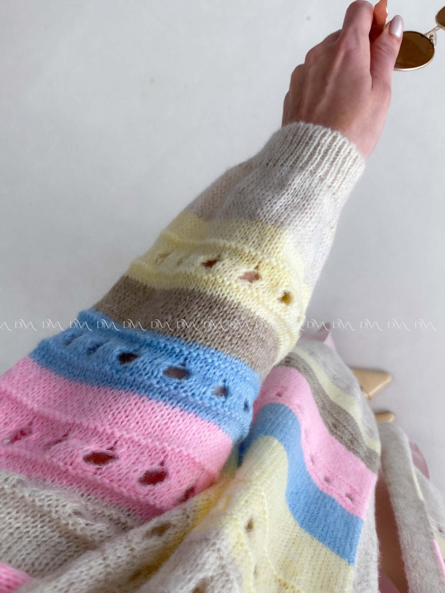 Maxi dierkovaný kardigan multicolor AB 133