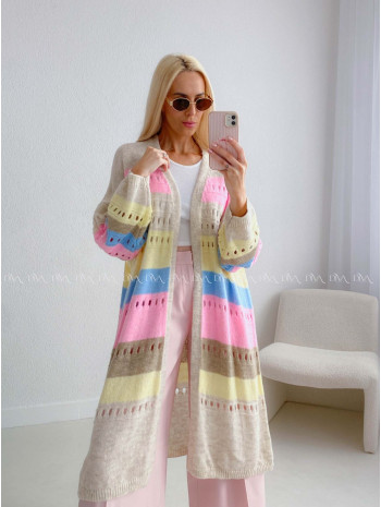 Maxi dierkovaný kardigan multicolor AB 133