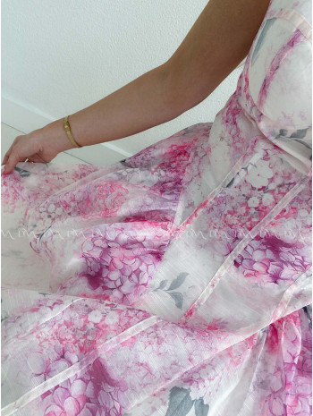 Elegantné ľahké midi šaty na ramienka Flora AB 129