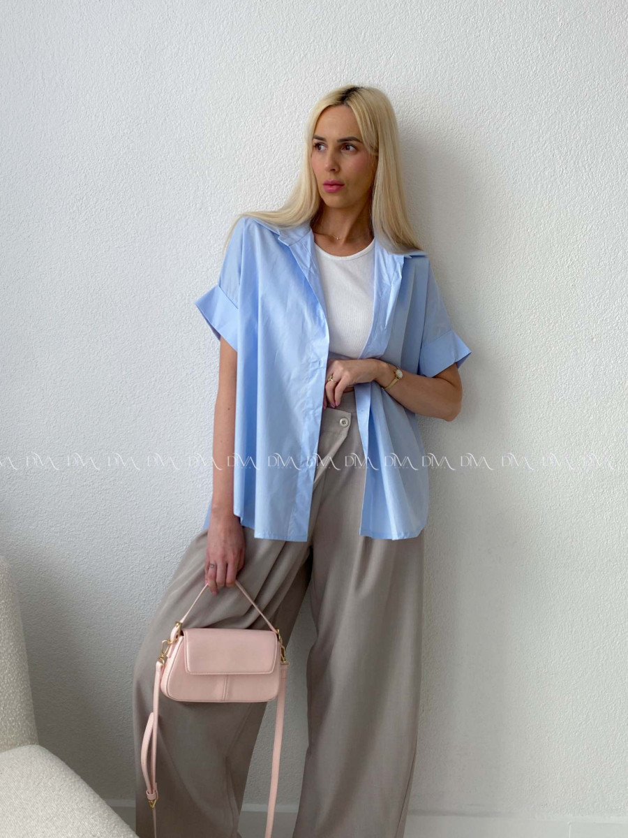 Oversize bavlnená netopieria košeľa baby modrá AB 231