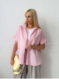 Oversize bavlnená netopieria košeľa ružová AB 231