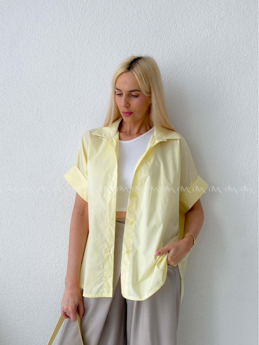 Oversize bavlnená netopieria košeľa butter yellow AB 231
