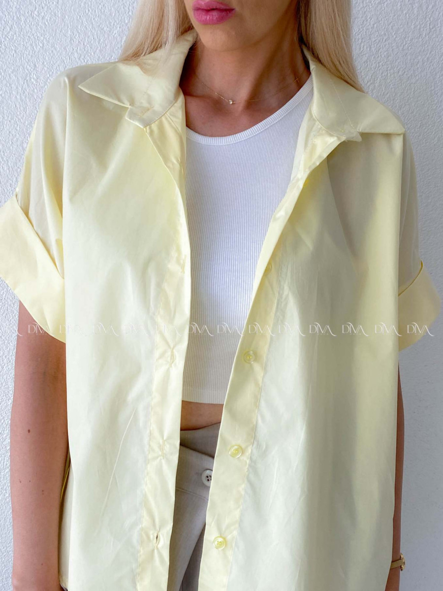 Oversize bavlnená netopieria košeľa butter yellow AB 231