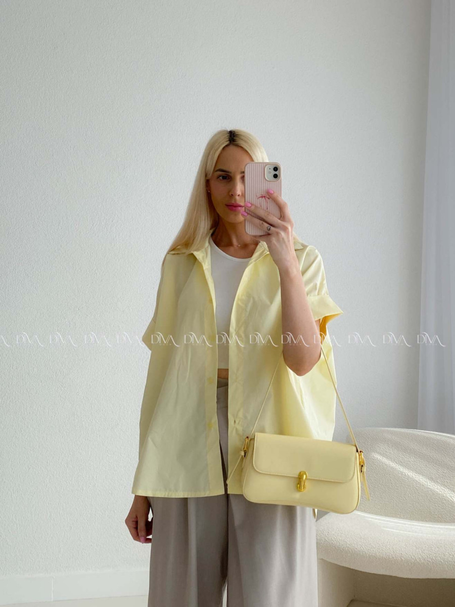 Oversize bavlnená netopieria košeľa butter yellow AB 231