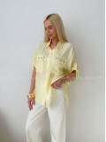 Lehká krepová košile s kamínky žlutá AB 137