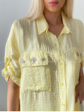 Lehká krepová košile s kamínky žlutá AB 137