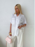 Lehká krepová košile s kamínky bílá AB 137