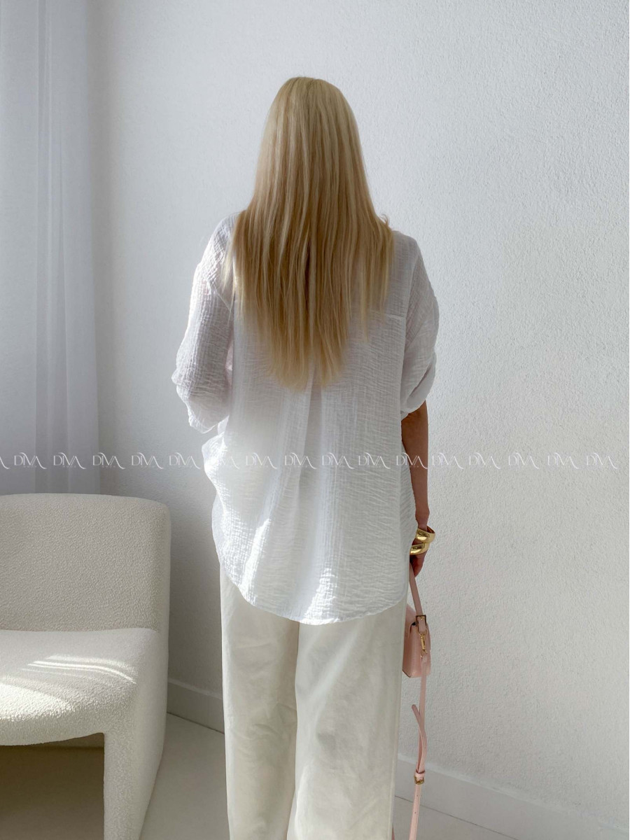 Lehká krepová košile s kamínky bílá AB 137