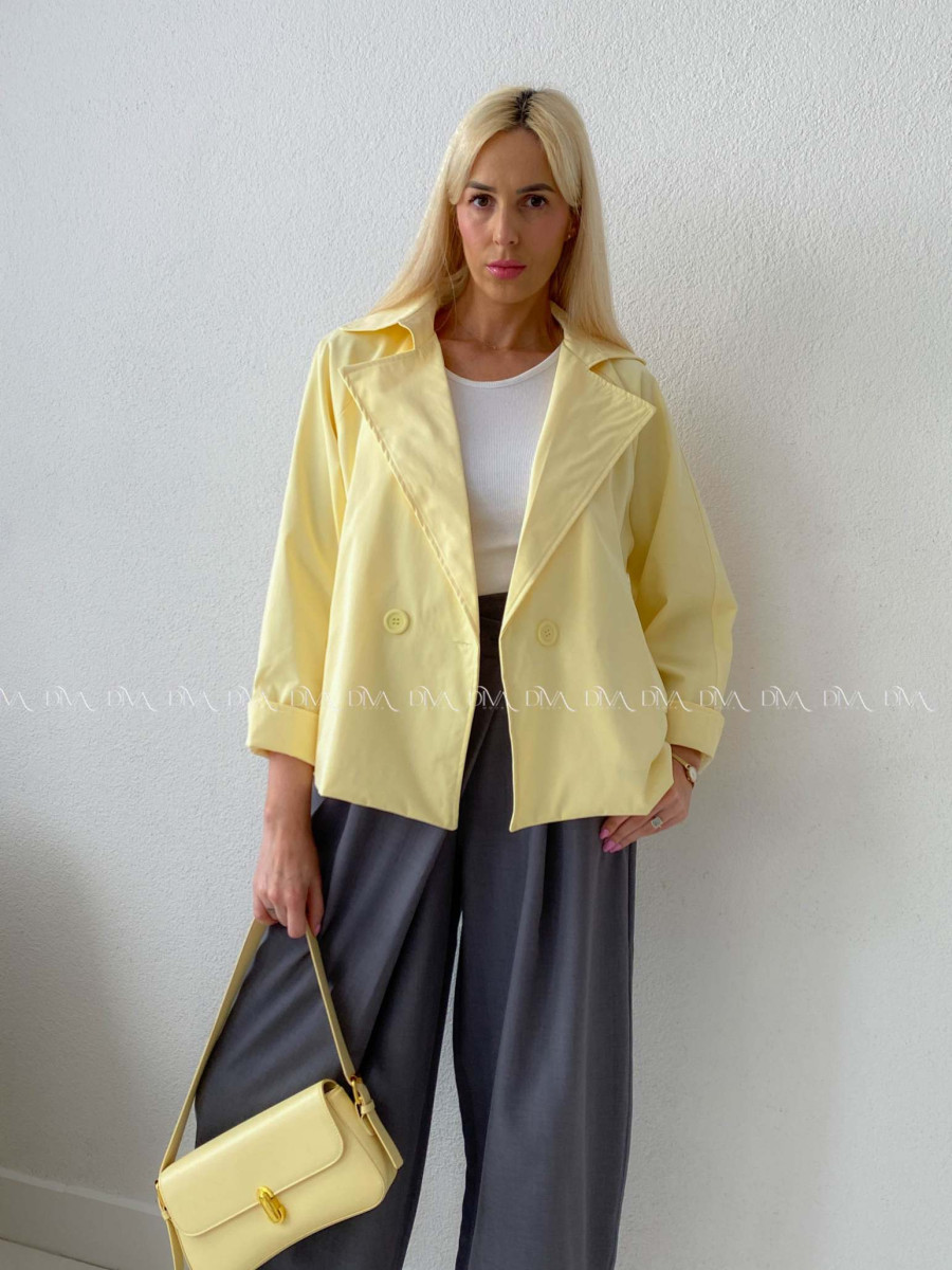 Skrátený trench coat butter yellow AB 136