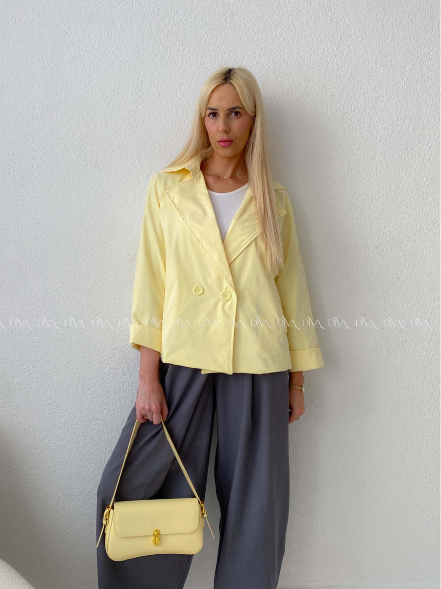 Skrátený trench coat butter yellow AB 136