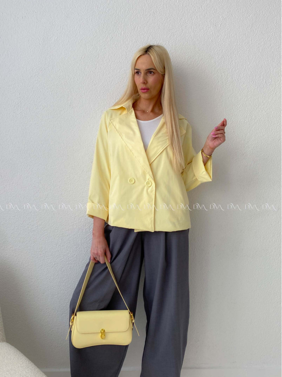 Skrátený trench coat butter yellow AB 136