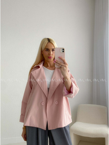 Skrátený trench coat pudrovo ružový AB 136