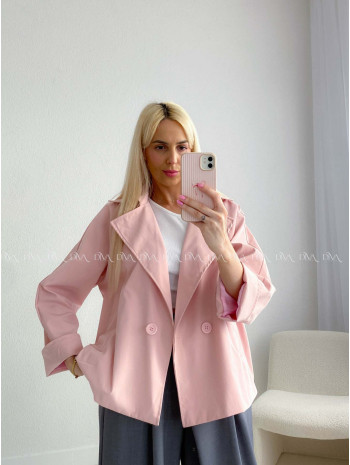 Skrátený trench coat pudrovo ružový AB 136