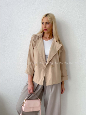 Skrátený trench coat latté AB 136