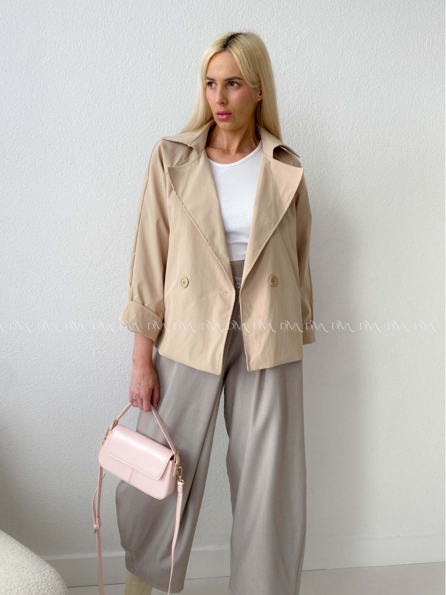 Skrátený trench coat latté AB 136