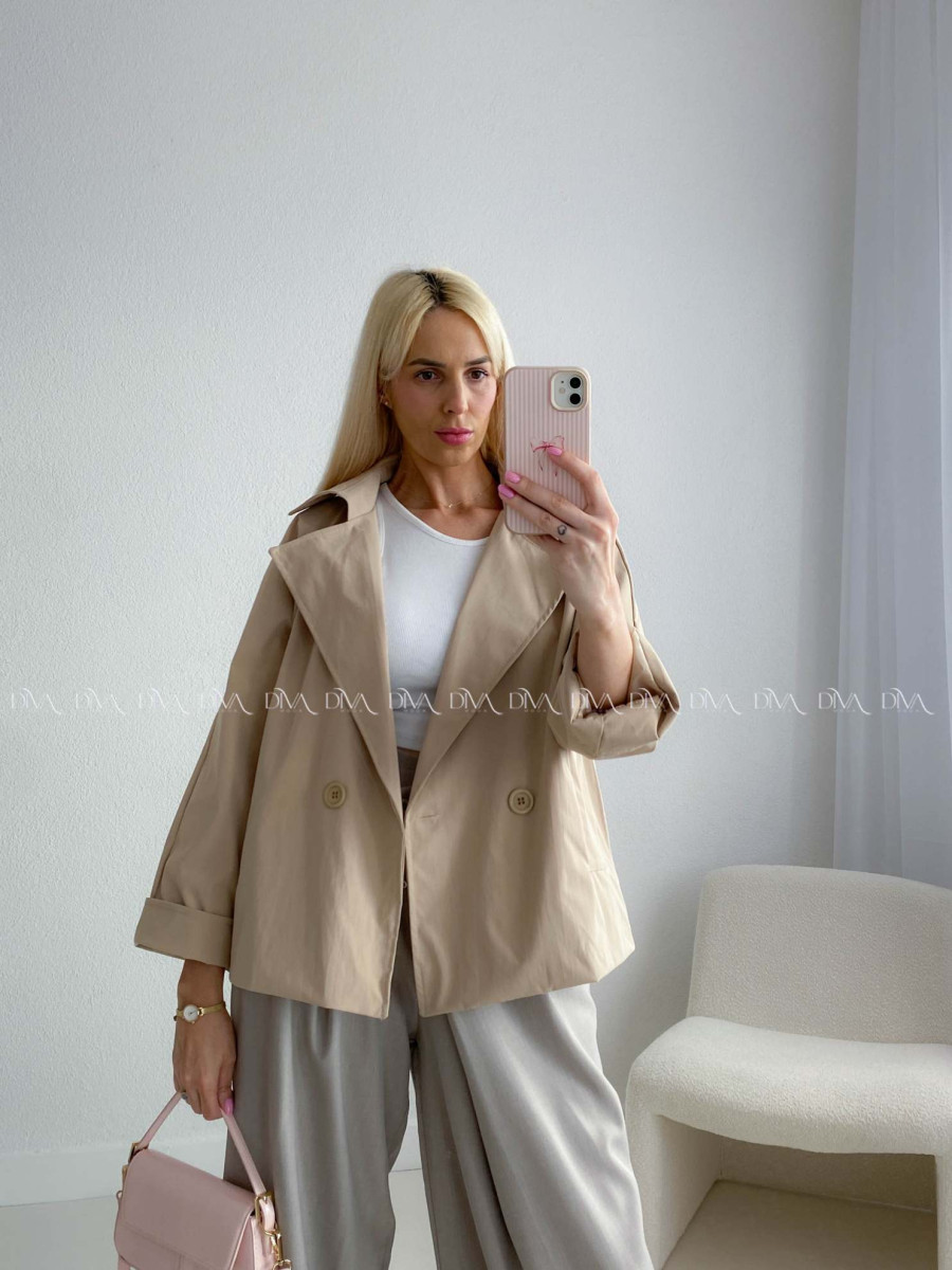 Skrátený trench coat latté AB 136