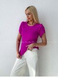 Rebrovaný top s tulipánovými rukávmi magenta AB 200