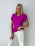 Rebrovaný top s tulipánovými rukávmi magenta AB 200