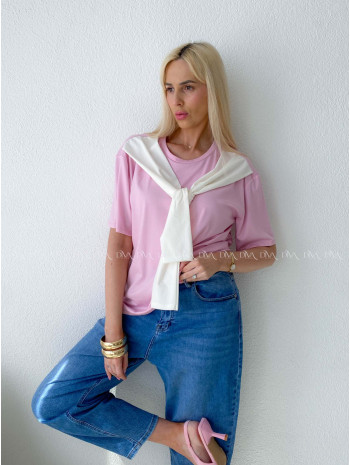 Tričko s imitáciou svetra ružové AB 135