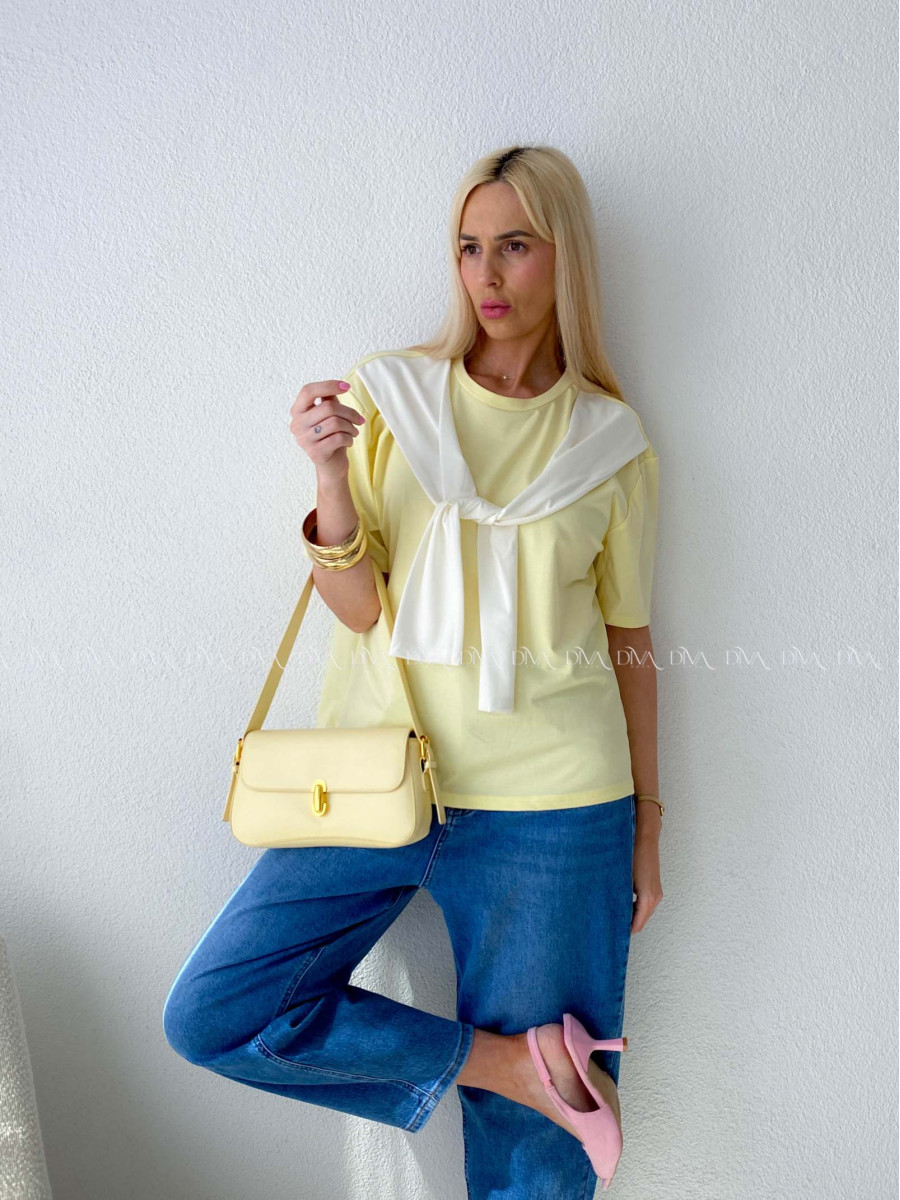 Tričko s imitáciou svetra butter yellow AB 135