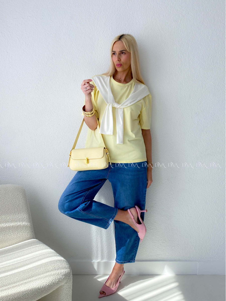 Tričko s imitáciou svetra butter yellow AB 135