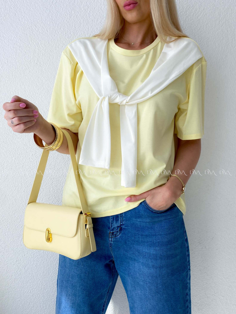 Tričko s imitáciou svetra butter yellow AB 135