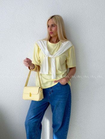 Tričko s imitáciou svetra butter yellow AB 135