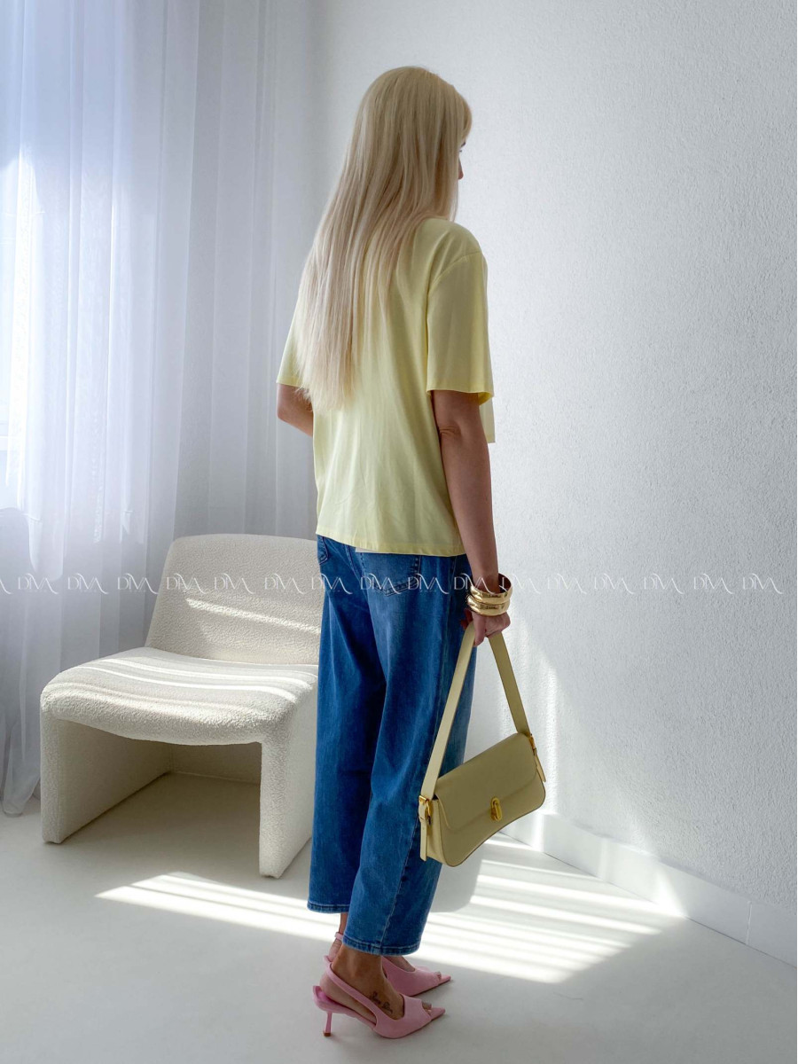 Tričko s imitáciou svetra butter yellow AB 135